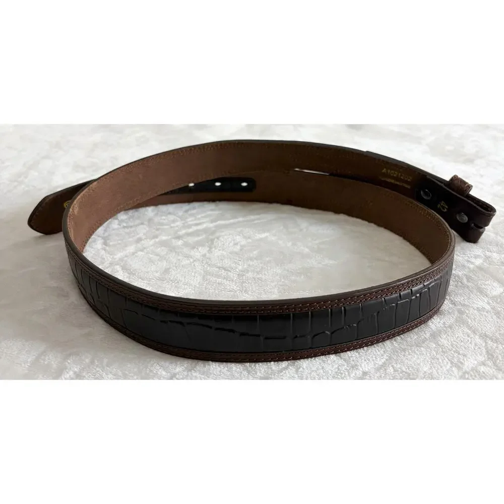 ARIAT Men’s Size 42 LEATHER CROCODILE EMBOSSED WESTERN BELT A1021202 No Buckle